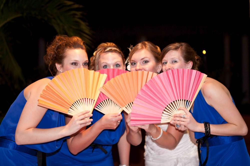 Pink and Orange paper fans