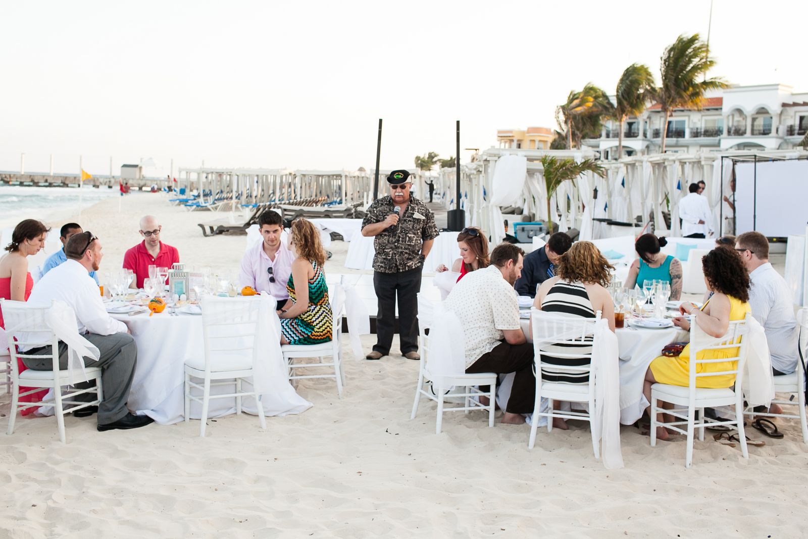 view of our reception layout, on the beach at The Royal Playa del Carmen