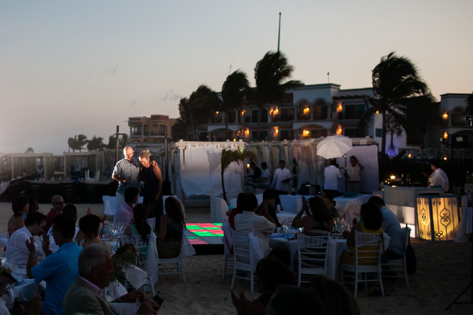 view of our reception layout, on the beach at The Royal Playa del Carmen