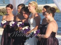 calla lilies and deep purple lisianthus bouquets