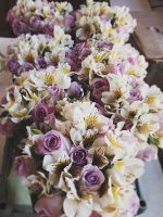 lavender roses and white alstroemeria bouquet