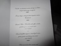Sample wedding menu at El Dorado.