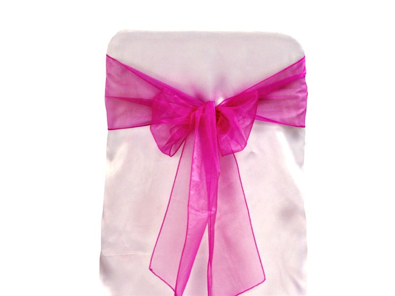 Fuchsia Pink Organza Chair Sashes and Table Runners