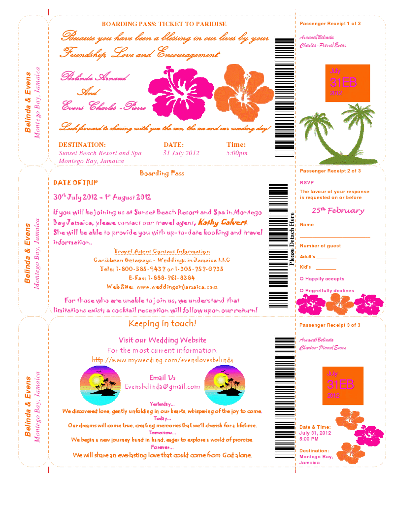 Finally My completed DIY boarding pass invitation project  