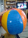 Welcome letter written on beach balls for my oot bags!