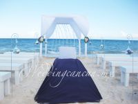 purple & white decoration beach wedding ceremony