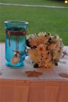 center pieces I brought from home and flowers made by the resort 