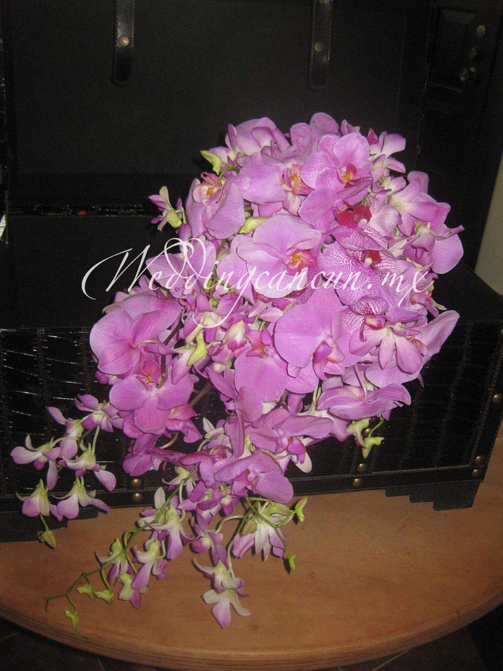 combination of phaleanopsis orchids and dendrobium orchids bouquet.
