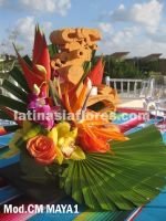 orange roses and yellow cymbidium orchids mexican wedding centerpiece